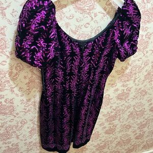 Vintage Black and Purple Sequin Mini Dress